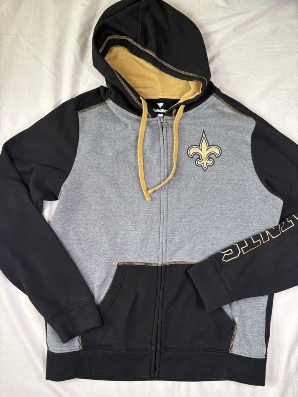 Fanatics Gray and Gold New Orleans Saints Zip Hoodie